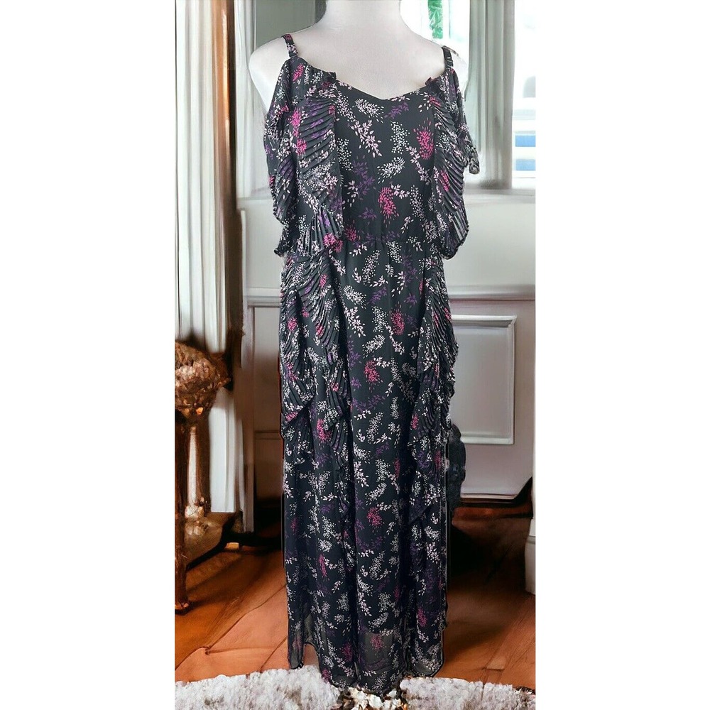 NWT Lane Bryant Floral Tiered Ruffle Off-The-Shoulder Maxi Dress Plus Size 24 P - Picture 16 of 16